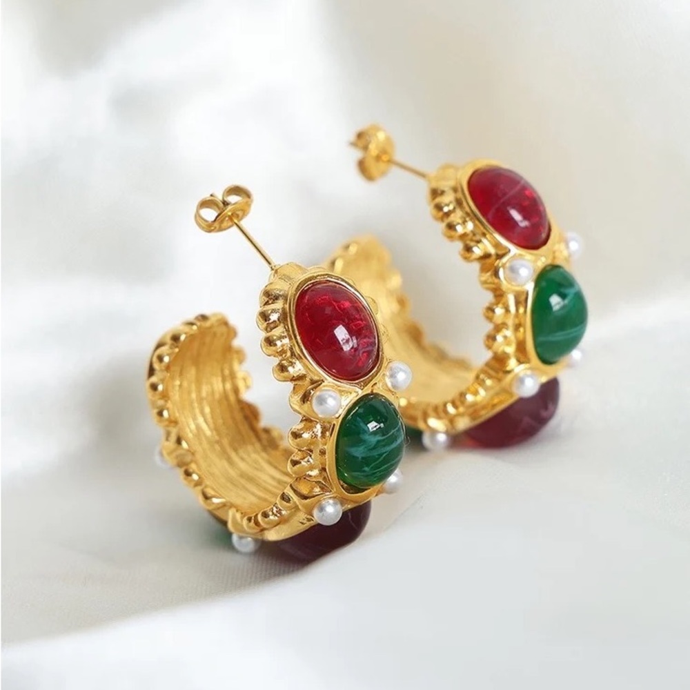 24K Gold Vintage Inspired Earrings*Nostalgic Jewelry*Vintage Earrings*Hoops